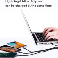 Devia Gracious Series 3in1 USB apa - Lightning/microUSB/USB-C apa Töltő- és adatkábel 1.2m - Fekete
