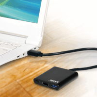 Port Designs 900140 USB-C mini dokkoló USB-C/HDMI/USB Fekete