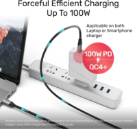 Unitek USB 3.2 Gen 2 (3.1 Gen 2) USB C Adat- és töltőkábel 1m - Fekete