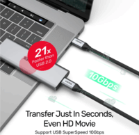 Unitek USB 3.2 Gen 2 (3.1 Gen 2) USB C Adat- és töltőkábel 1m - Fekete