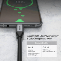Unitek USB 3.2 Gen 2 (3.1 Gen 2) USB C Adat- és töltőkábel 1m - Fekete