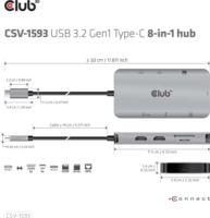 Club3D CSV-1593 8in1 Dokkoló USB-C eszközökhöz