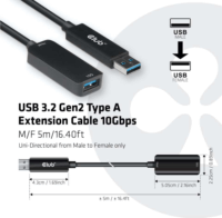 Club3D USB 3.2 A hosszabbító kábel 5m - Fekete