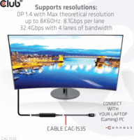 Club3D USB-C apa - USB-C apa Adat-és töltőkábel 5m - Fekete