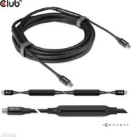Club3D USB-C apa - USB-C apa Adat-és töltőkábel 5m - Fekete