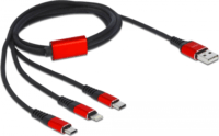 DeLOCK USB 2.0 - Apple Lightning/2xUSB-C kábel 1m - Fekete/Piros