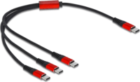 DeLOCK USB-C - 3xUSB-C kábel 0.3m - Fekete/Piros