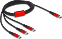DeLOCK USB-C - 3xUSB-C kábel 1m - Fekete/Piros