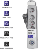 Qoltec 50272 5-ös túlfeszültség védő - elosztó 3m