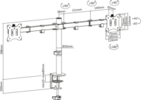 Digitus DA-90400 15"-32" TV/Monitor asztali tartó 2 képernyőhöz Fekete