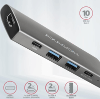 Axagon HMC-5G2 Dokkoló USB-C eszközökhöz Ezüst-fekete