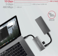 Axagon HMC-4G2 USB3.2 Gen 2 HUB (2+2 port) Ezüst-fekete