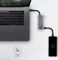 Axagon HMC-4G2 USB3.2 Gen 2 HUB (2+2 port) Ezüst-fekete