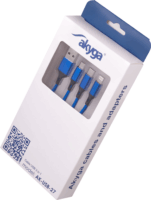 Akyga USB-A apa - MicroUSB-B apa + USB-C apa + Lightning apa iPhone töltőkábel 1.2m - Kék
