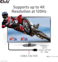 Club3D Nagy sebességű HDMI 2.1 kábel 4K 120Hz 1.5m Fekete