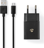 Nedis Hálózati USB töltő 10.5W + USB - MicroUSB töltőkábel 1m - Fekete