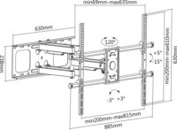 Stell SHO 8610 50"-100" TV/Monitor fali tartó Fekete
