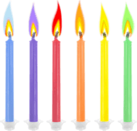 Godan: Színes lángú torta gyertya - 6 db