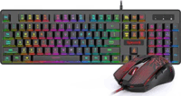 Redragon S107 RGB USB Gaming Billentyűzet + Egér + Egérpad HU - Fekete