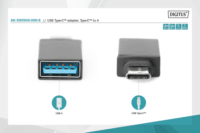 Assmann USB 3.0 Type-C M - USB A F Adapter Fekete