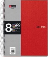 Miquelrius 8x25 lapos A4 vonalas piros spirálfüzet
