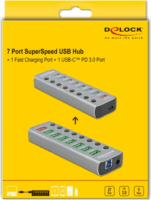 Delock 63264 USB 3.2 Gen 1 Hub (7+2 port) Szürke