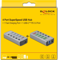 Delock 63263 USB 3.2 Gen 1 Hub (4+2 port) Szürke