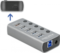 Delock 63263 USB 3.2 Gen 1 Hub (4+2 port) Szürke