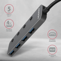 Axagon HUE-MSA USB 3.2 HUB (4 port) Szürke