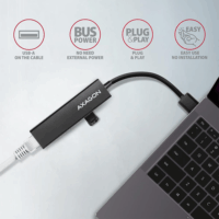 Axagon HMA-GL3A USB 3.2. Gen 2 HUB (3+1 port) Fekete