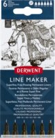 Derwent "Line Marker" Tűfilc készlet - Fekete (6 db / csomag)