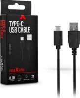 Maxlife TF-0066 USB-C Adat és töltőkábel 0,2m - Fekete