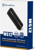 SilverStone MS12 USB 3.2 Type-C M.2 SSD Külső SSD ház - Fekete