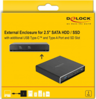 Delock 42618 2.5" USB 3.0 Külső HDD/SSD ház - Fekete