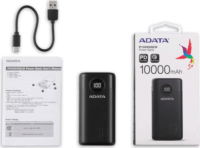 Adata P10000QCD Powerbank 10000mAh 18W (1,5-3A / 5-12V) - Fekete
