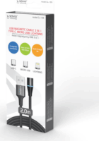 Savio USB 2.0 A - USB C/Micro USB/Lightning iPhone töltőkábel 2m - Fekete