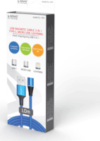 Savio USB 2.0 A - USB C/Micro USB/Lightning iPhone töltőkábel 1m - Kék