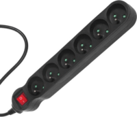 Maclean MCE225 6 aljzatos túlfeszültség védő - elosztó kapcsolóval 1.5m - Fekete