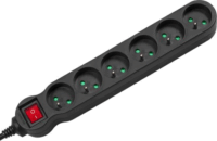 Maclean MCE225 6 aljzatos túlfeszültség védő - elosztó kapcsolóval 1.5m - Fekete