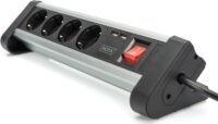 Digitus DA-70614 220V hálózati elosztó 2x USB port asztalra fogatható 1.5m - Fekete/Ezüst