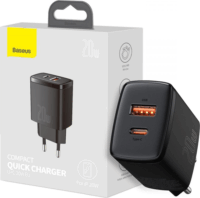 Baseus Compact USB Type-C Gyorstöltő adapter - Fekete (20W)
