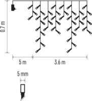 Emos D4CC01 Kül/beltéri LED fényfüggöny klasszikus 3,6m - Hideg fehér