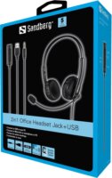 Sandberg 2in1 Office Headset Jack + USB Headset - Fekete