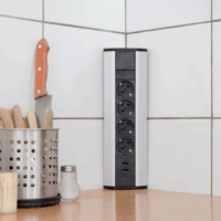 Delight 20484 4 aljzatos elosztó - Fekete/Ezüst (1,5m)