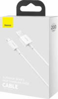Baseus Superior Series Fast Charging Data USB-A apa 2.0 - Lightning apa iPhone töltőkábel - Fehér (2m)