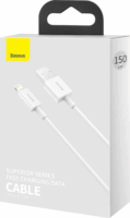 Baseus Superior Series Fast Charging Data USB-A apa 2.0 - Lightning apa iPhone töltőkábel - Fehér (1.5m)