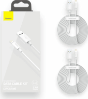 Baseus Simple Wisdom Data Cable Kit USB-A apa 2.0 - Lightning apa iPhone töltőkábel - Fehér (1.5m) (2db)