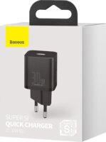 Baseus Super Si Quick Charger Hálózati USB-C töltő - Fekete (30W)