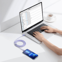 Baseus Crystal Shine Series Fast Charging Data Cable USB-C apa 2.0 - Lightning apa Adat és töltőkábel - Lila (2m)