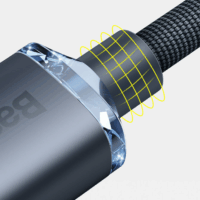 Baseus Crystal Shine Series Fast Charging Data Cable USB-C apa 2.0 - Lightning apa Adat és töltőkábel - Fekete (2m)